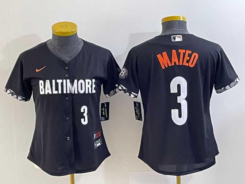 Youth Baltimore Orioles #3 Jorge Mateo Number Black 2023 City Connect Cool Base Stitched Jersey->mlb youth jerseys->MLB Jersey
